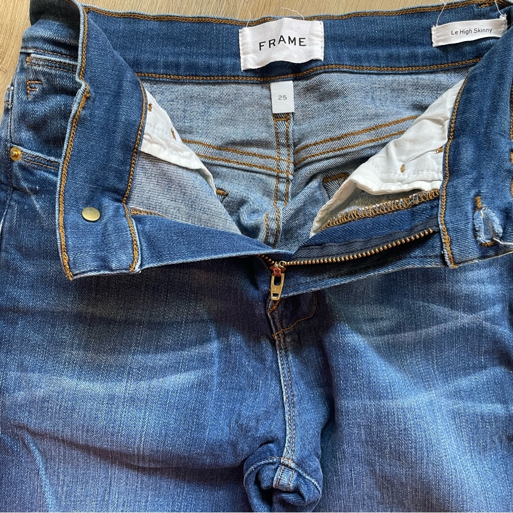 Frame Denim Women's ‘Le High Skinny’ Cropped Blue Jeans Size 25 - Picture 5 of 10